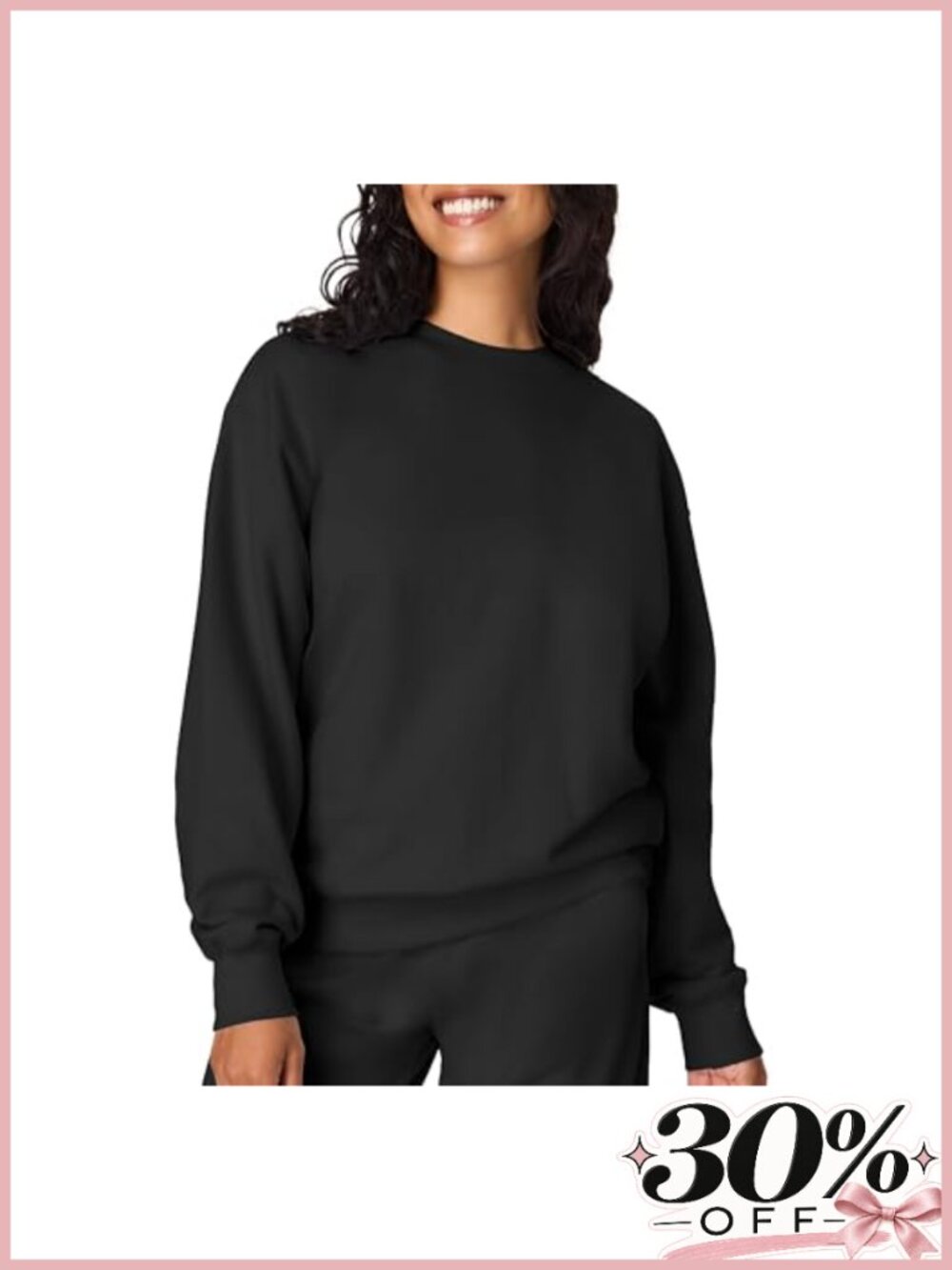 Midweight Fleece Crewneck Sweatshirt Relaxed Fit Floral Pullover